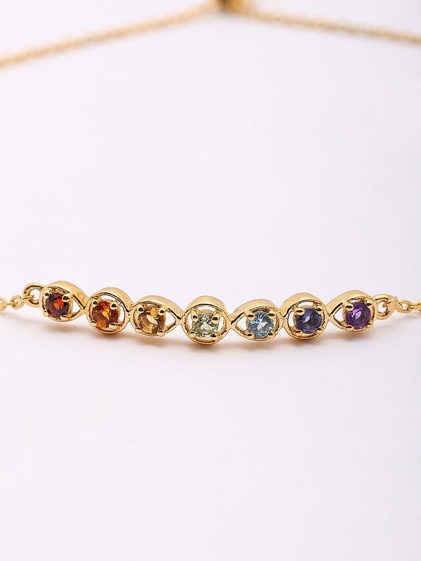 Exotic India Semi-Precious Multi Gemstone Wraparound Bracelet 