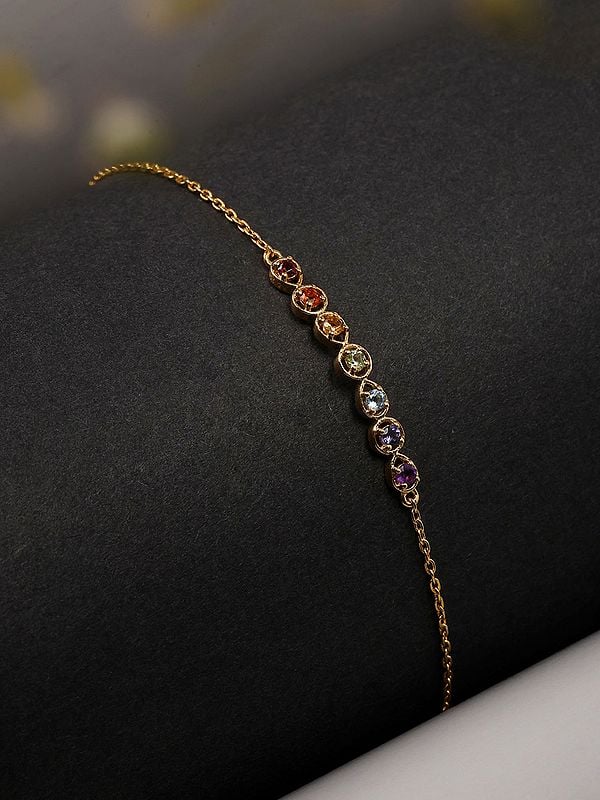 Exotic India Semi-Precious Multi Gemstone Wraparound Bracelet 