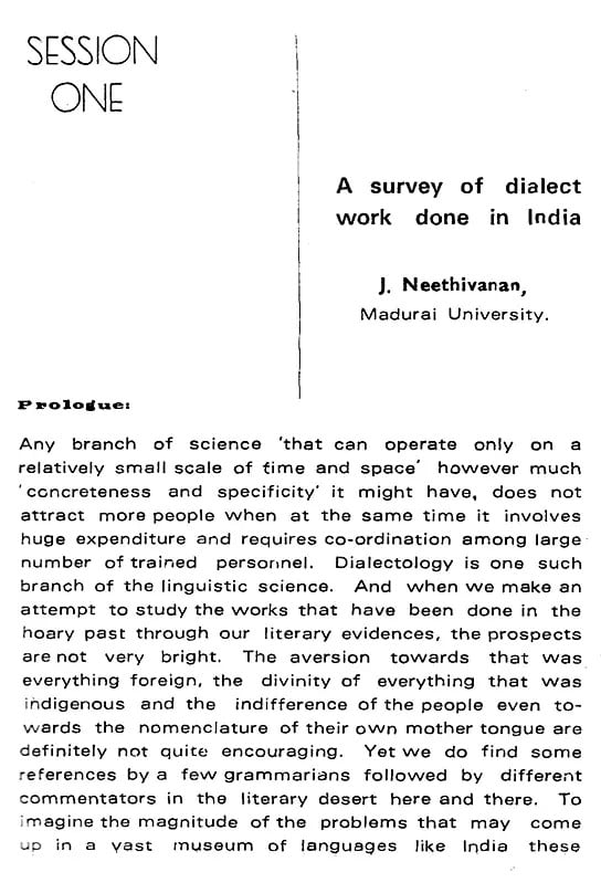Exotic India Seminar On Dialectology: Papers And Discussions 