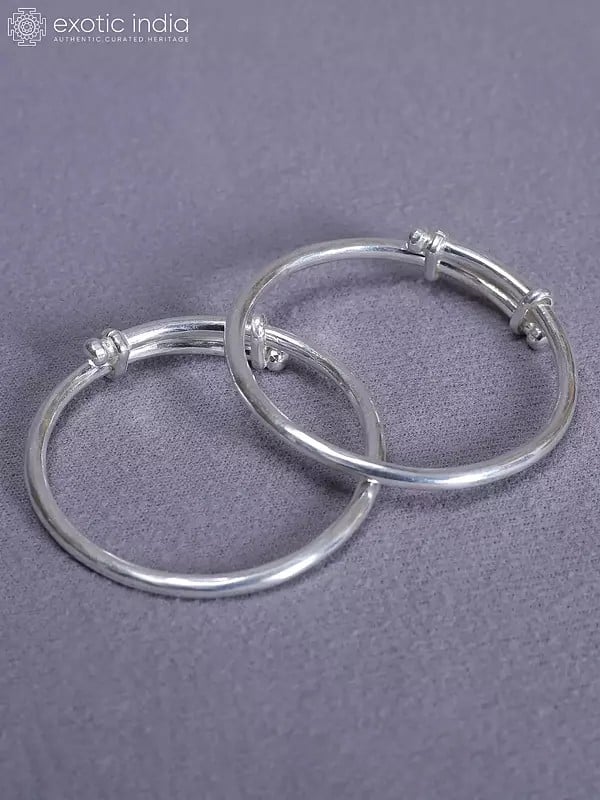Exotic India Set Of 2 Plain Pure Silver Bala From Nepal