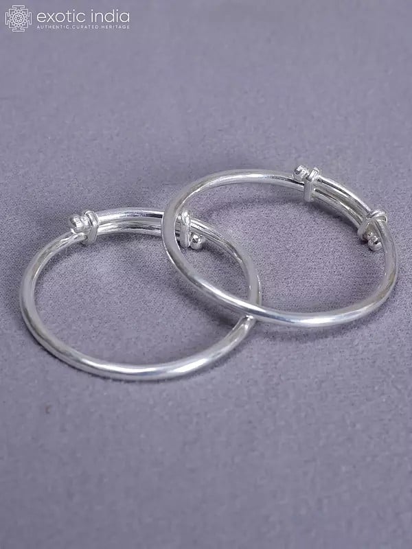 Exotic India Set Of 2 Plain Pure Silver Bala From Nepal