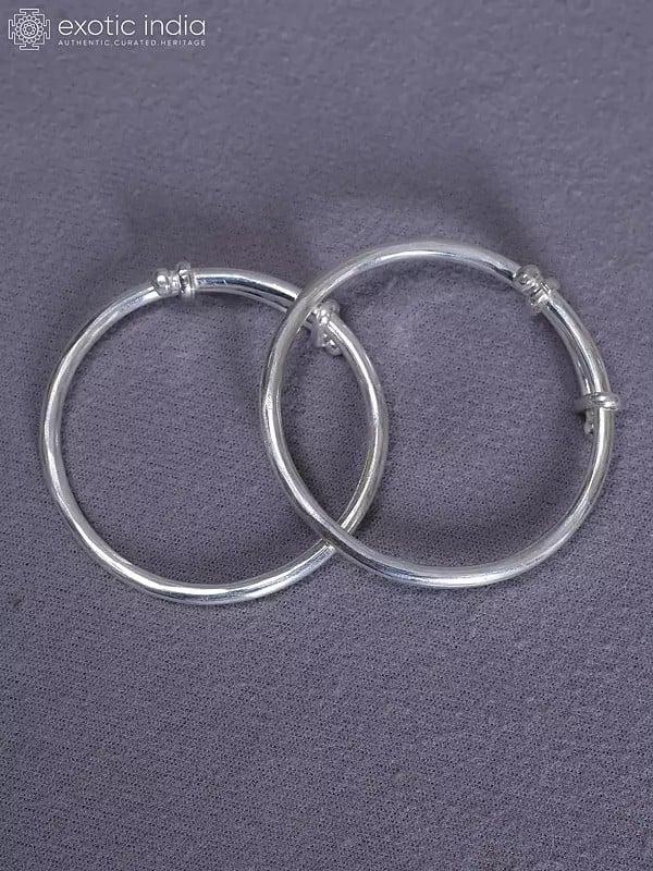 exotic india Set Of 2 Plain Pure Silver Bala From Nepal