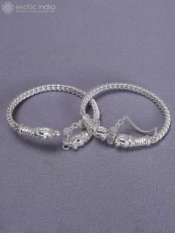 exotic india Set Of 2 Pure Silver Designer Bala From Nepal 