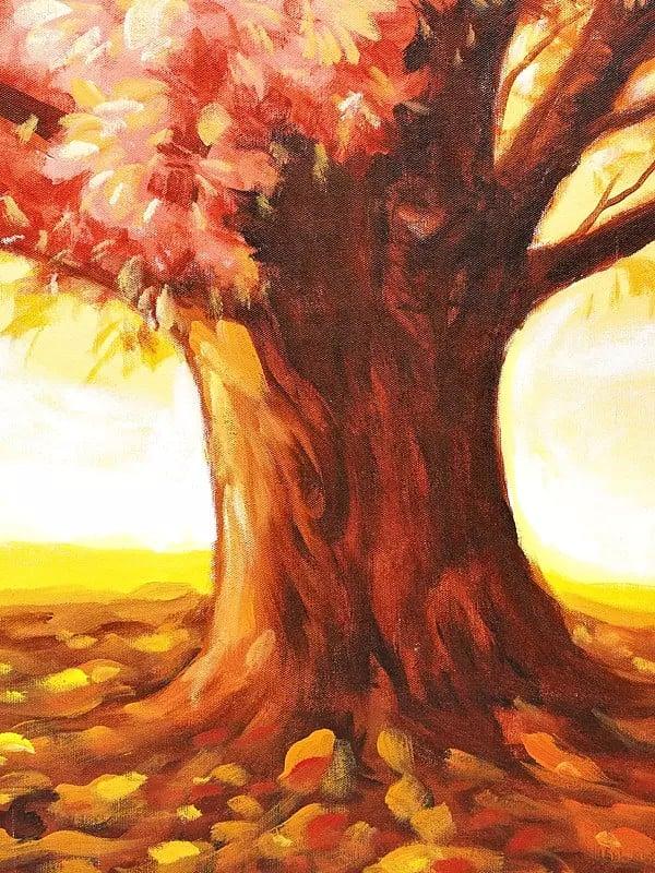 Exotic India Set Of Five Tree Paintings | Wall Decor Art | With Frame 