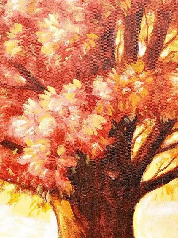 Exotic India Set Of Five Tree Paintings | Wall Decor Art | With Frame 