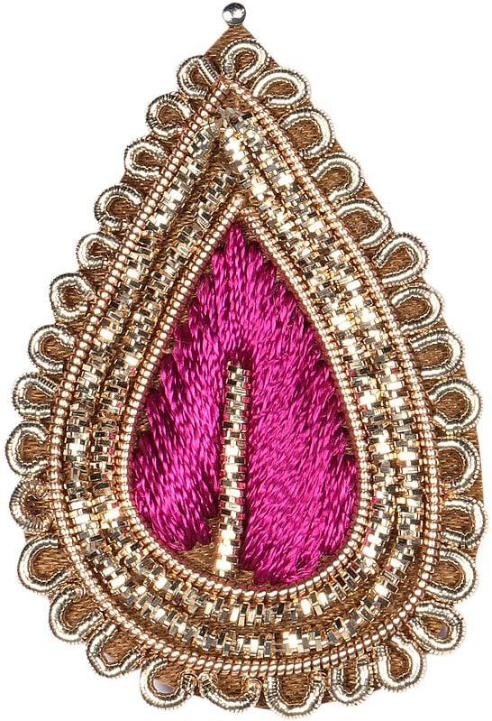 exotic india Set of Four Embroidered Tear-Drop Patch 