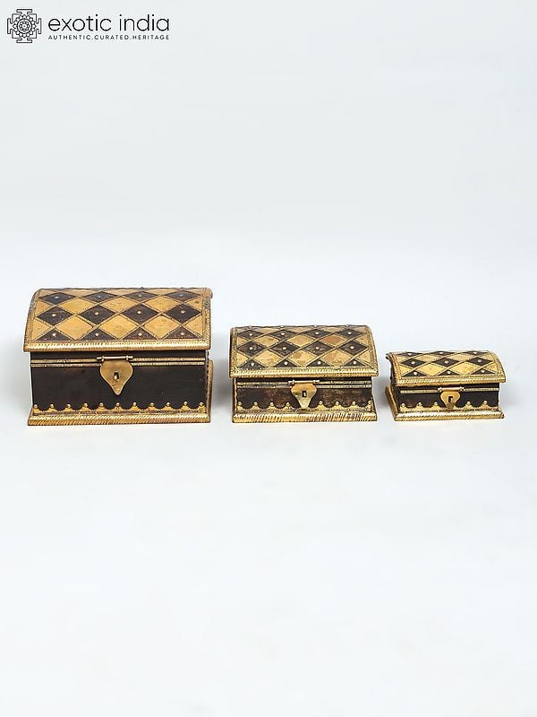 Exotic India Set Of Three Designer Storage Boxes | Made In India 