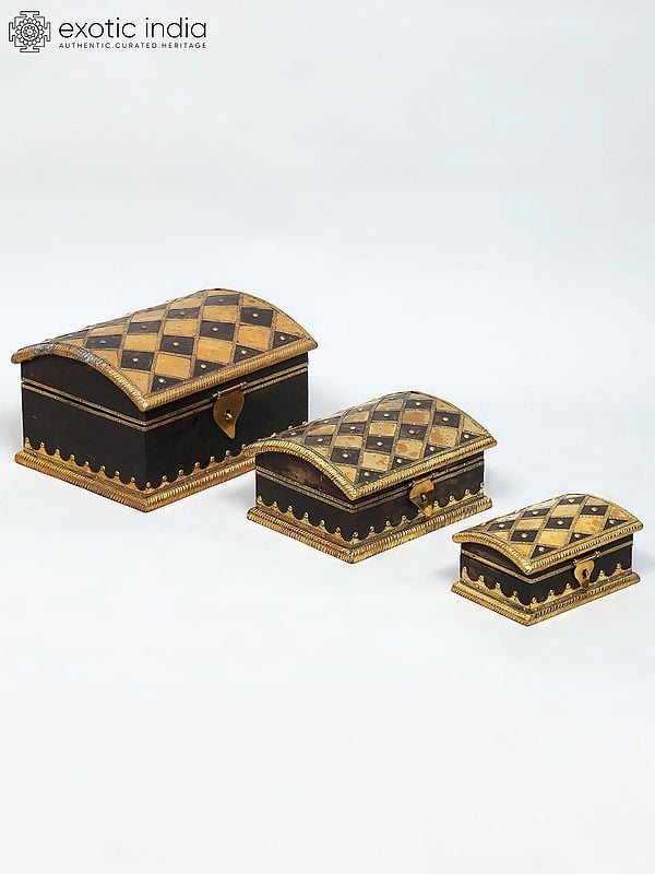 exotic india Set of Three Designer Storage Boxes | Made In India 