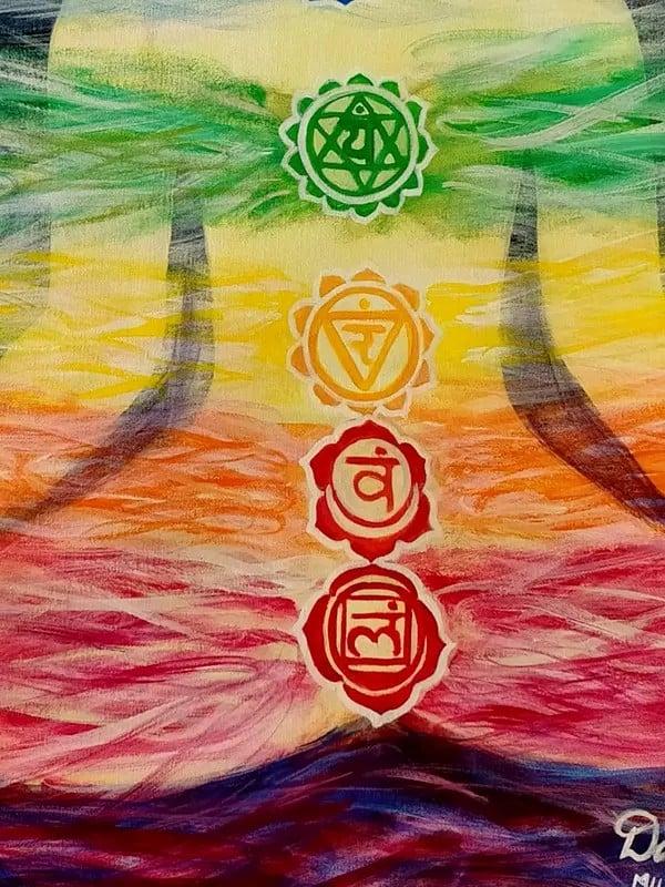 Exotic India Seven Chakra In Human Body | Acrylic On Canvas | By Damini Sargam 