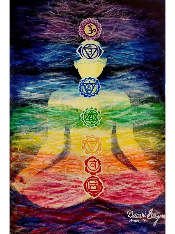 exotic india Seven Chakra In Human Body | Acrylic On Canvas | By Damini Sargam 