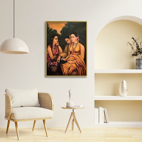 Exotic India SHAKUNTALA PATRA LEKHAN (Shakuntala Writes A Letter) By Ravi Varma 