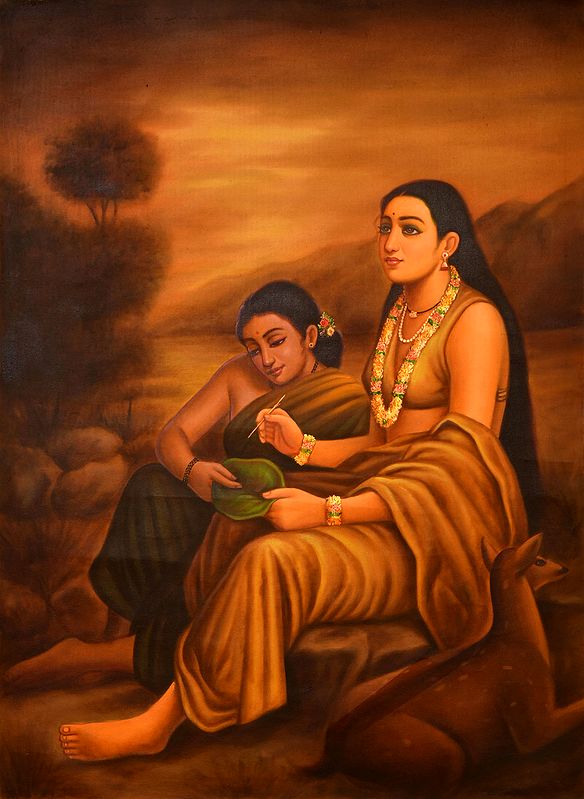 exotic india "Shakuntala Patralekhanam" Besotted Shakuntala Writes a Letter At The Riverbank 