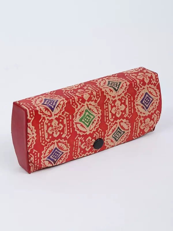 Exotic India Shantiniketan Colorful Design Leather Goggles Case Holder 