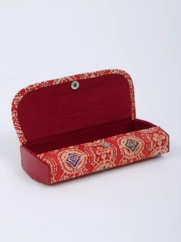 Exotic India Shantiniketan Colorful Design Leather Goggles Case Holder 