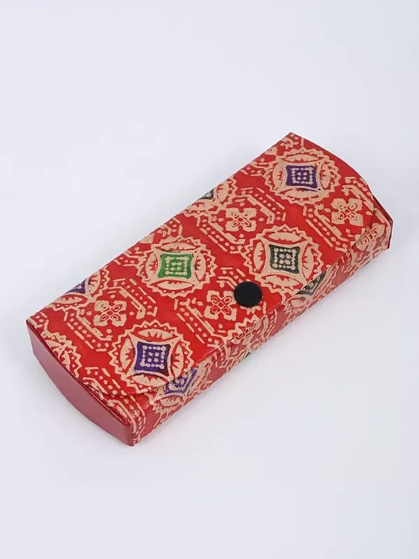 exotic india Shantiniketan Colorful Design Leather Goggles Case Holder 