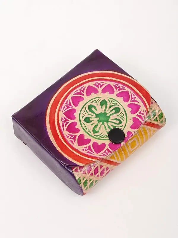 exotic india Shantiniketan Traditional Leather Lipstick Case Holder with Inside Mirror 