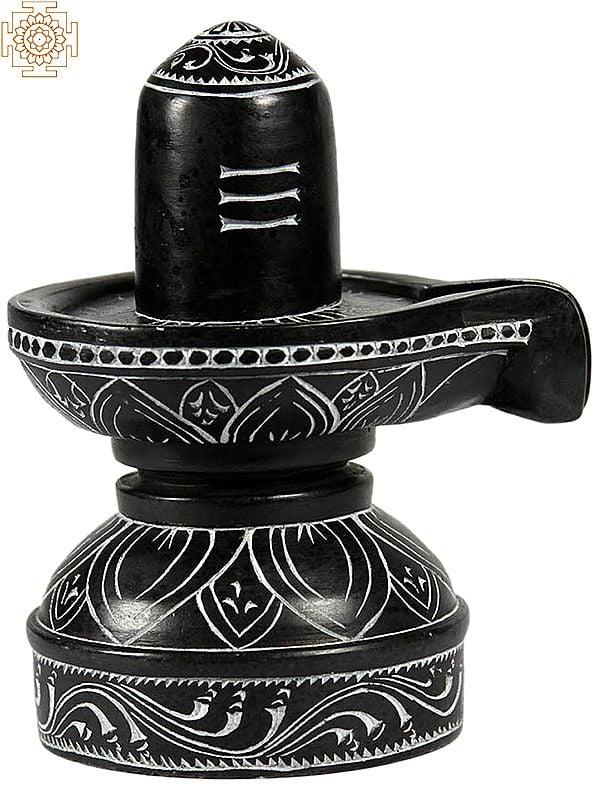 exotic india Shiva Linga – Black Marble Statue from Mahabalipuram 