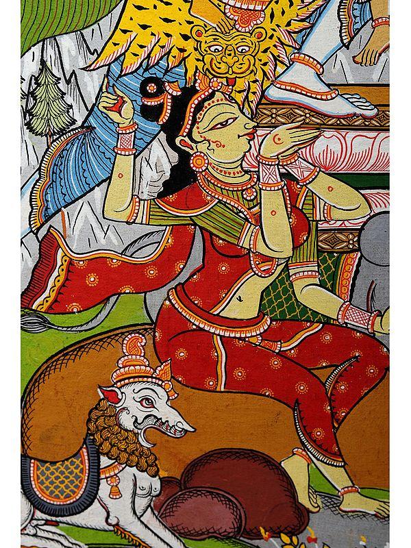 Exotic India Shiva Parivar Pattachitra Painting From Odisha | Watercolor On Handmade Canvas