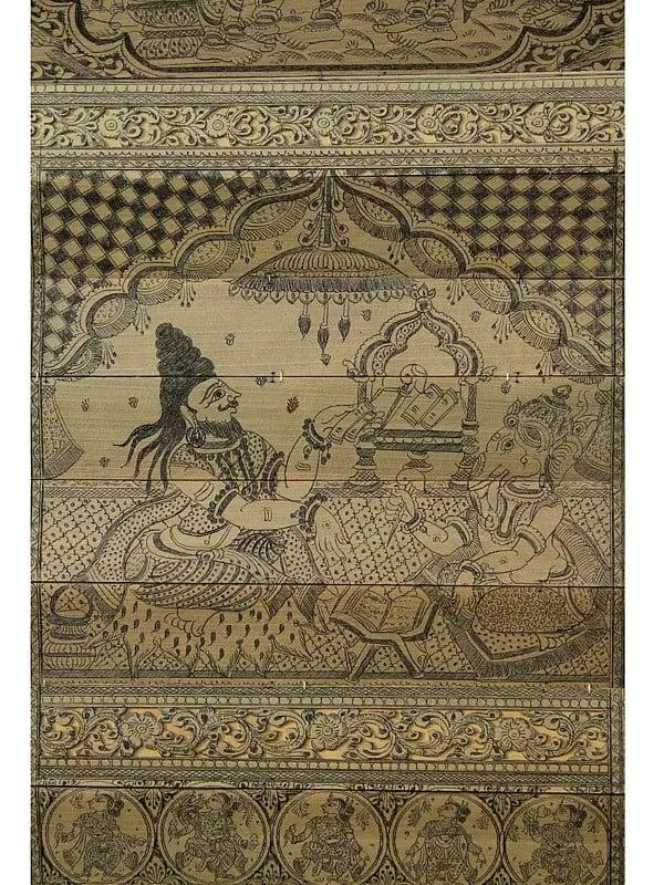Exotic India Shiva Parvati With Son Ganesha's Life Story | Pattachitra Painting On Palm Leaf 