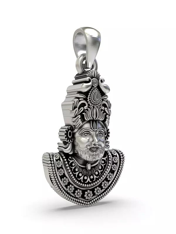 Exotic India Shree Khatu Shyam Sterling Silver Pendant 