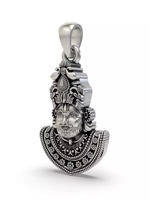 Exotic India Shree Khatu Shyam Sterling Silver Pendant 