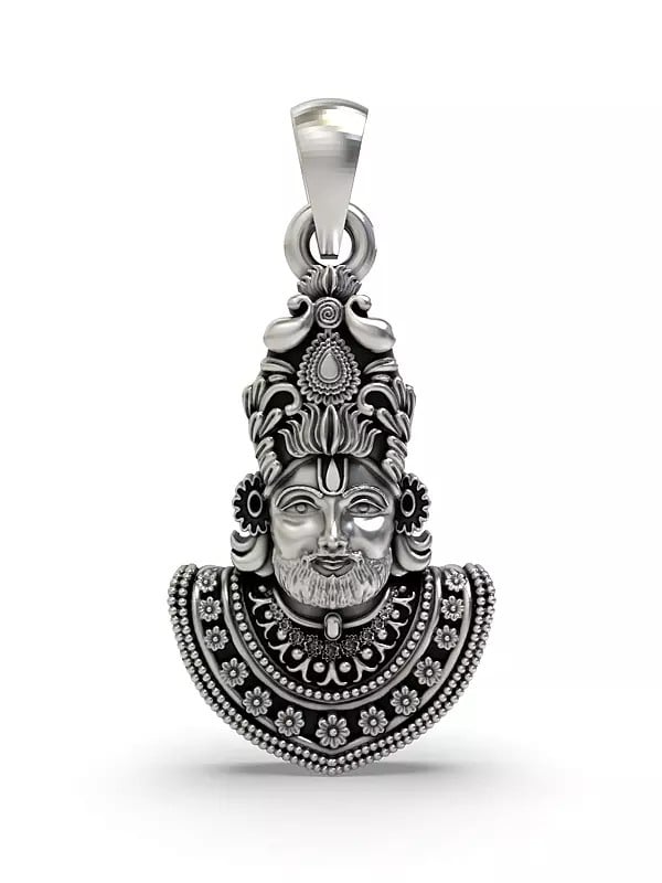 exotic india Shree Khatu Shyam Sterling Silver Pendant 