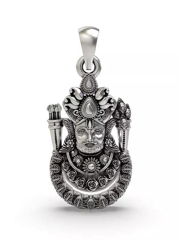 exotic india Shree Khatu Shyam Sterling Silver Pendant