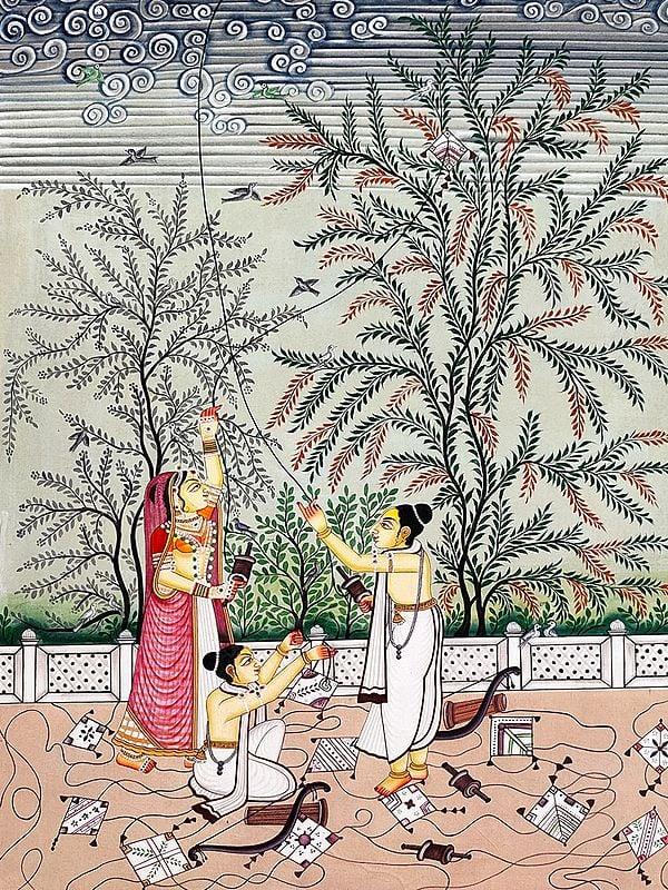 Exotic India Shree Ram Sita Lakshman Hanuman Painting 