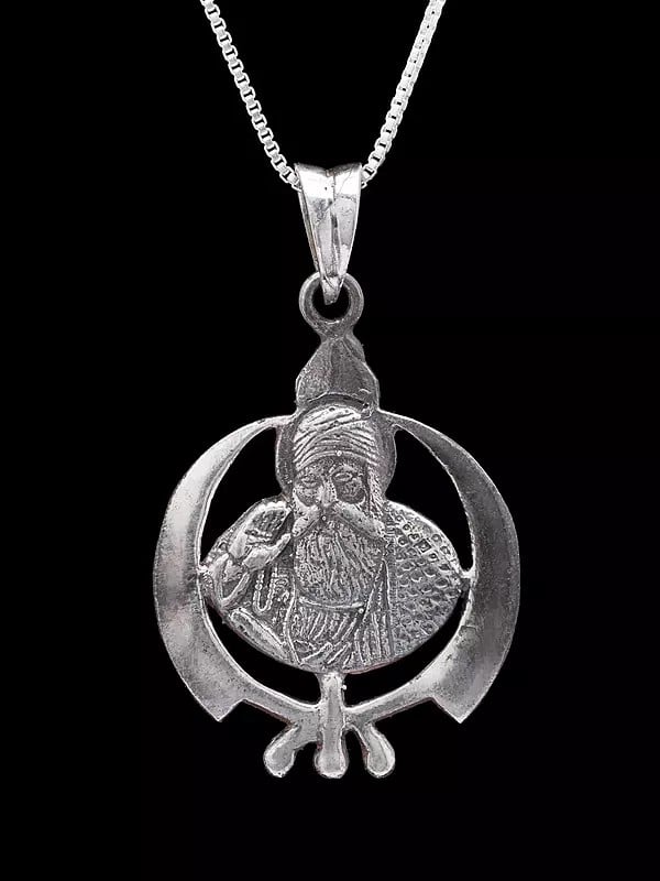 Exotic India Shri Guru Nanak Dev Ji With Khanda Pendant 