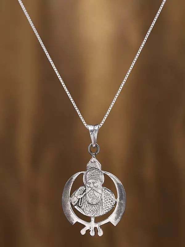 Exotic India Shri Guru Nanak Dev Ji With Khanda Pendant 