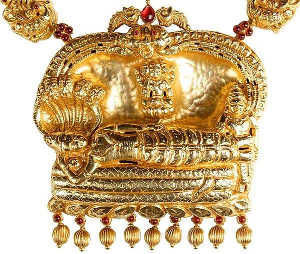 Exotic India Shri Padmanabha Necklace With The String Of Lakshmi Ji (South Indian Temple Jewelry)