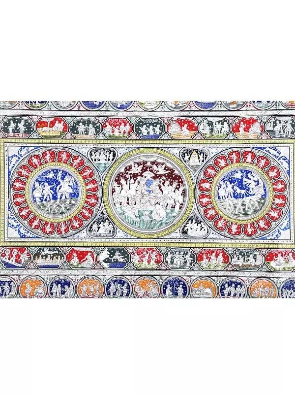 Exotic India Shri Rama Darbar With Episodes Of Ramayana | Superfine Pattachitra Painting From Odisha 