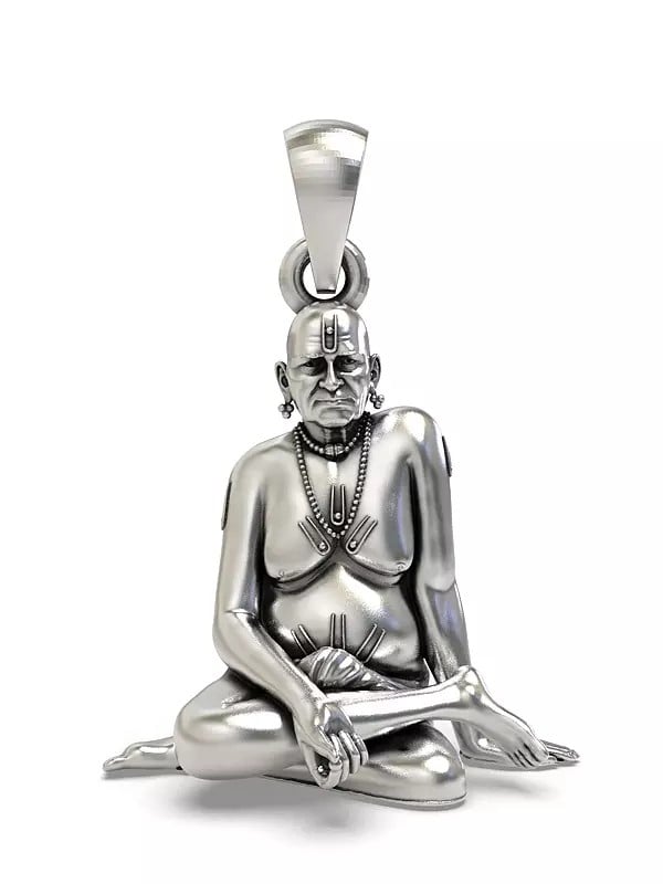 exotic india Shri Swami Samarth Sterling Silver Pendant 