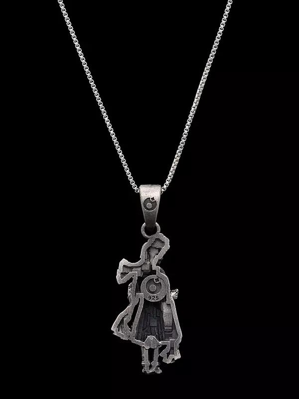 Exotic India Shri Swaminarayan Antique Finish Sterling Silver Pendant 