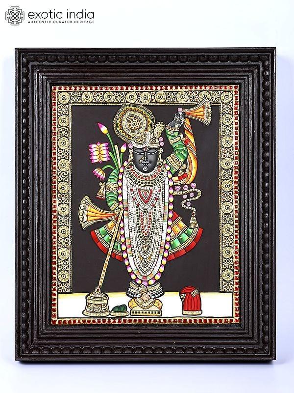 exotic india Shrinathji | 24 Karat Gold Work | Framed Tanjore Painting 