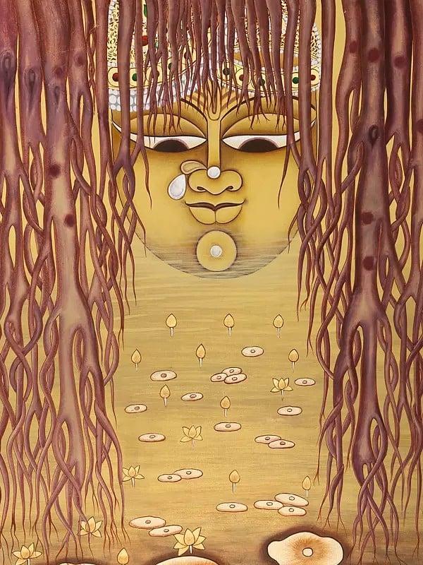 Exotic India Shrinathji Appearing From The Lotus Pond | Pichwai Art 