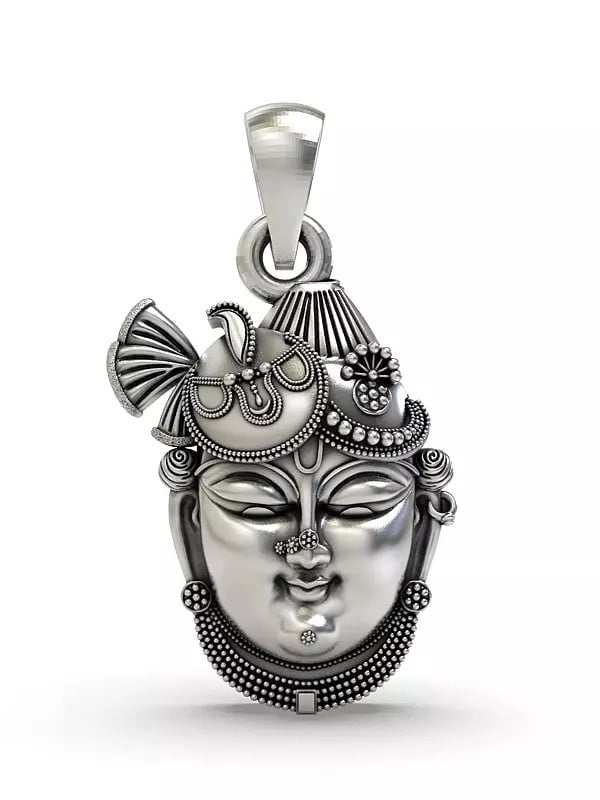 exotic india Shrinathji Face Sterling Silver Pendant