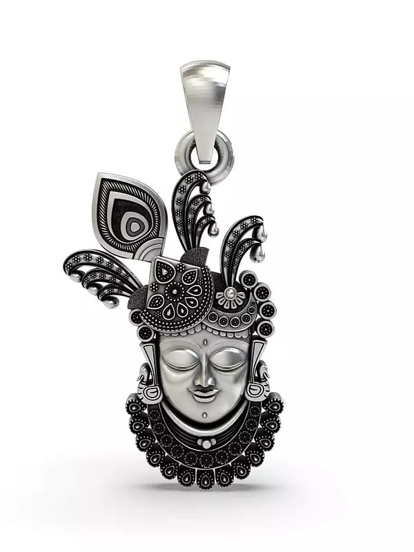 exotic india Shrinathji Face Sterling Silver Pendant