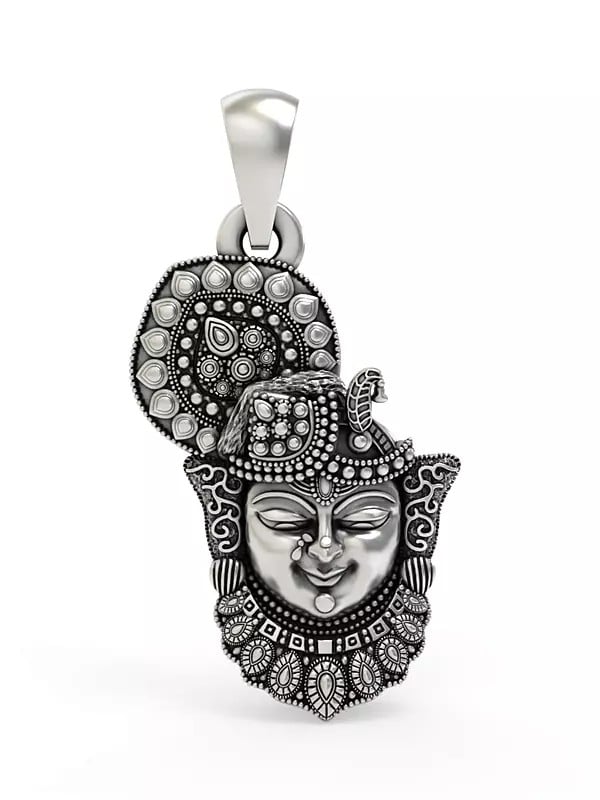 exotic india Shrinathji Face Sterling Silver Pendant