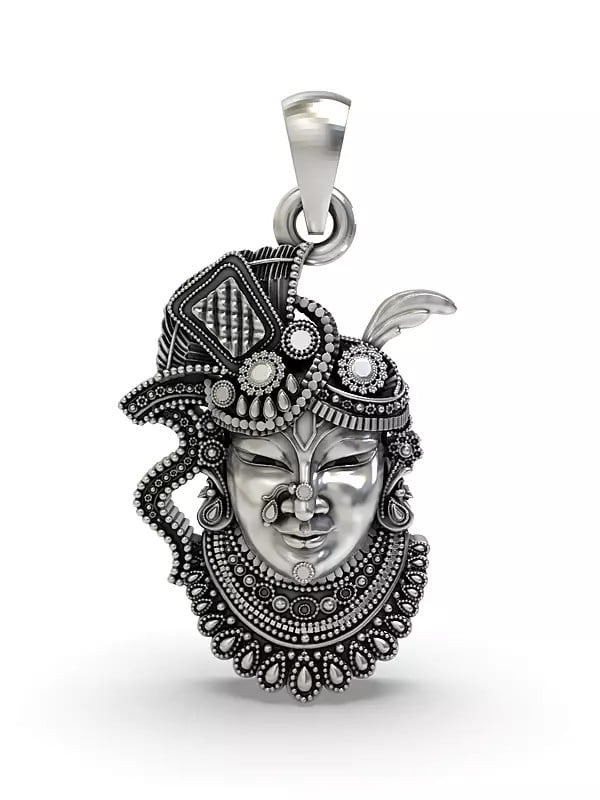 exotic india Shrinathji Face Sterling Silver Pendant