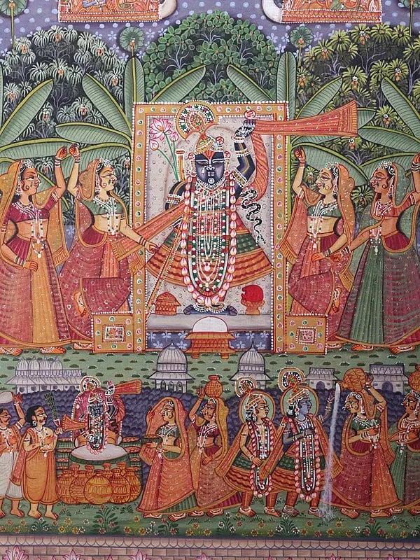 Exotic India Shrinathji Pichhwai Art | Watercolor On Paper