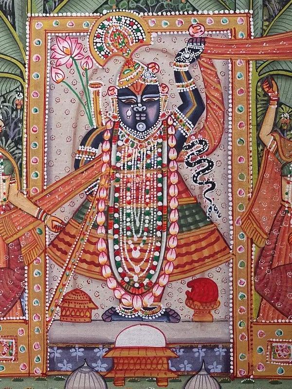 Exotic India Shrinathji Pichhwai Art | Watercolor On Paper