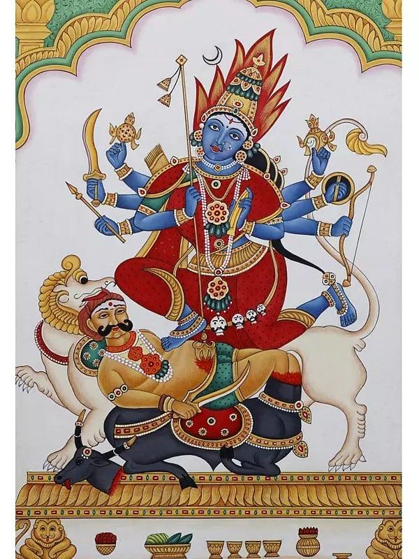 Exotic India Shyambarna Devi Durga | Watercolor On Paper 
