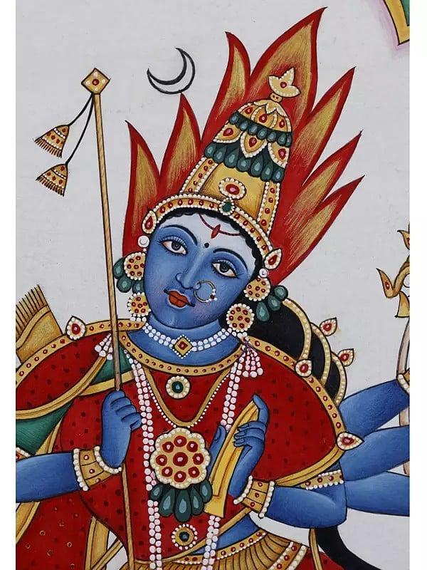Exotic India Shyambarna Devi Durga | Watercolor On Paper 