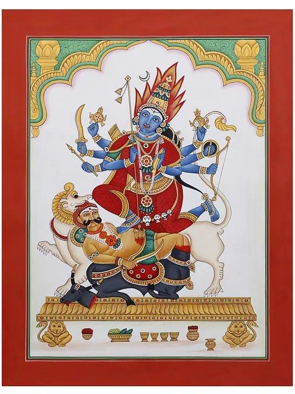 exotic india Shyambarna Devi Durga | Watercolor on Paper 