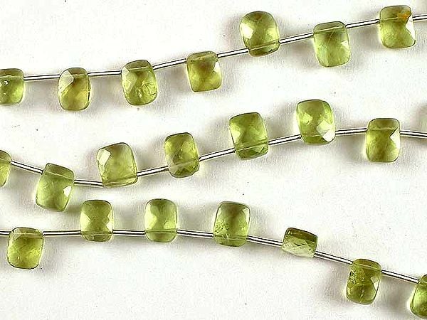 exotic india Side Drilled Faceted Peridot Rectangles