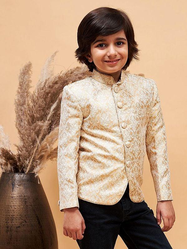 Exotic India Silk Blend Moroccan Motif Bracode Jodhpuri Coat 