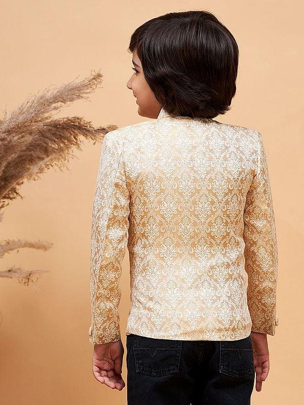 Exotic India Silk Blend Moroccan Motif Bracode Jodhpuri Coat 