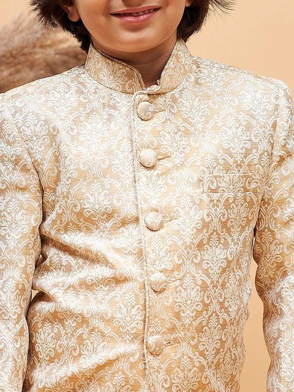 Exotic India Silk Blend Moroccan Motif Bracode Jodhpuri Coat 