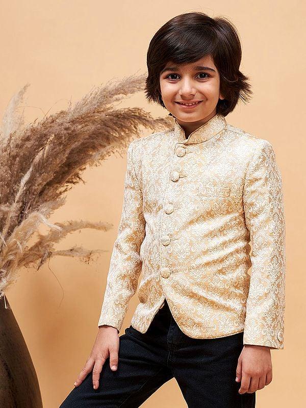 exotic india Silk Blend Moroccan Motif Bracode Jodhpuri Coat 